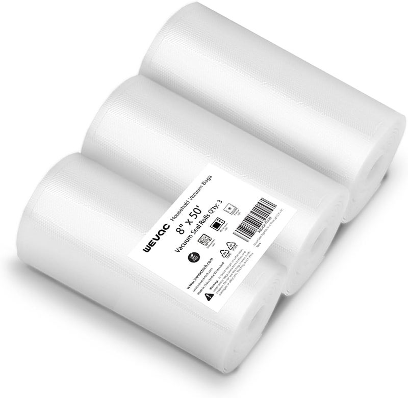 Wevac [2024 New] 8" x 50' 3 Rolls, Vacuum Sealer Rolls Bags for Food, Great for Food Storage, Sous Vide and Meal Prep, Lite - Image 1
